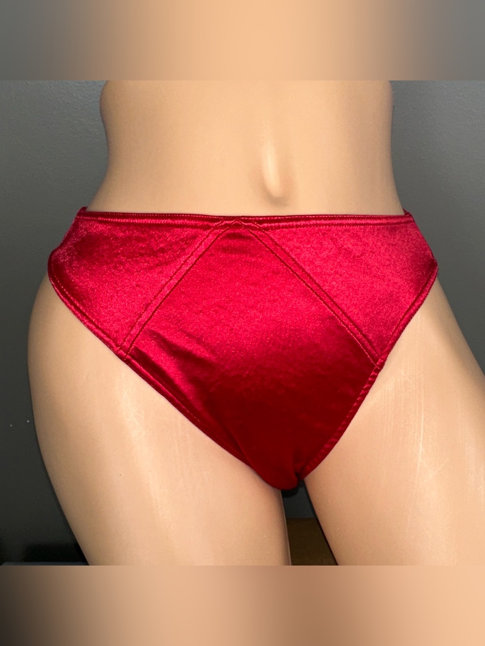 Vintage Victoria's Secret Second Skin Satin Medium Red Panties Hipster Panty USA